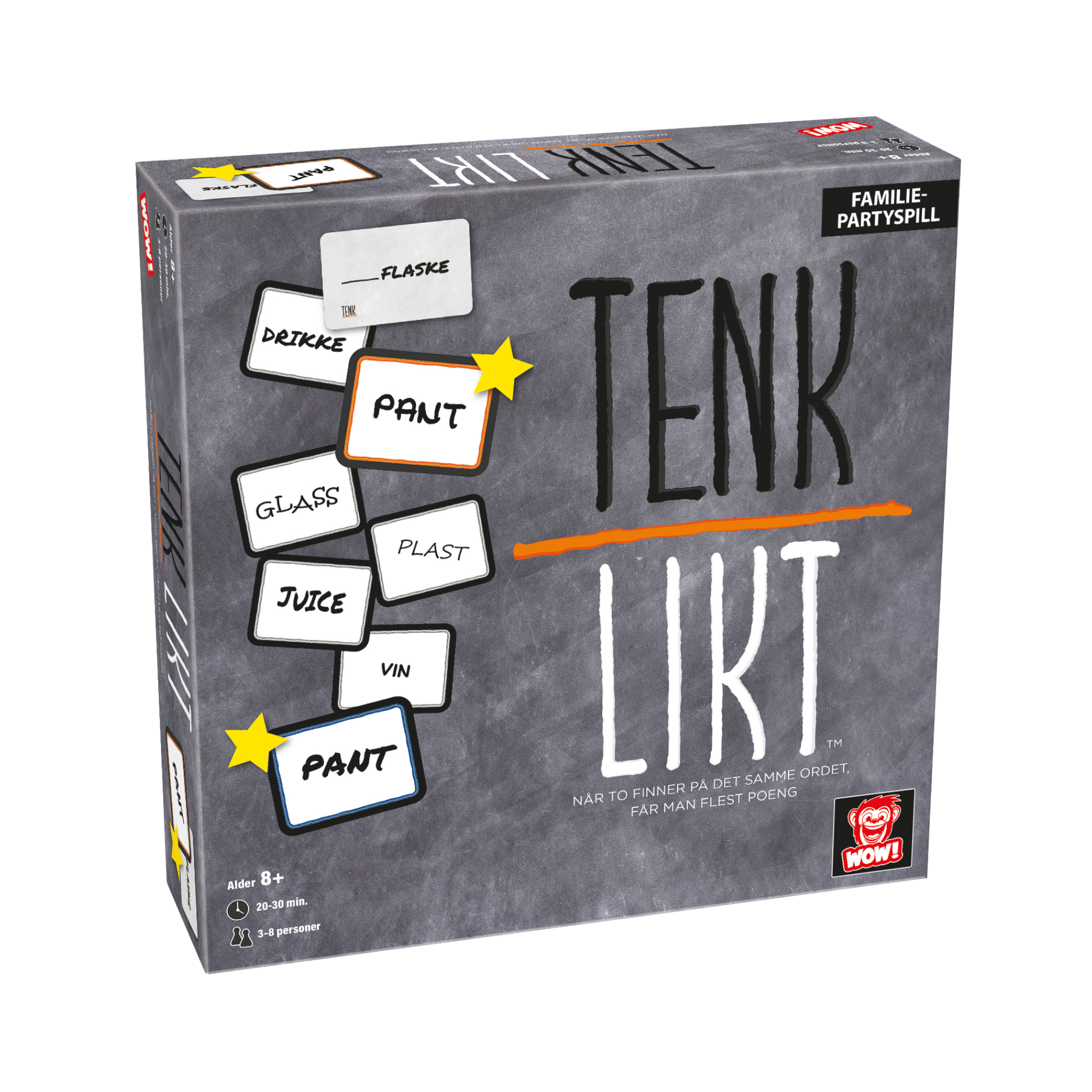 Tenk likt! partyspill eske med ordkort og skriveplater